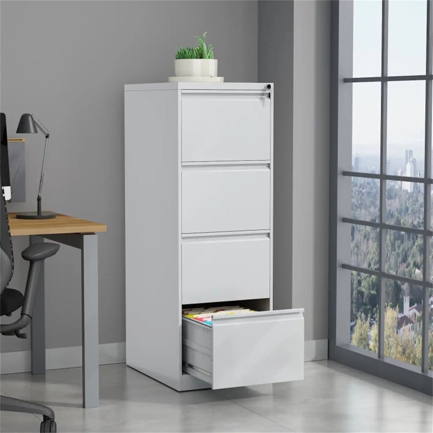 4 Drawer File Cabinet 6 #white