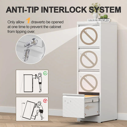 4 Drawer Metal File Cabinet with Lock Anti Tip