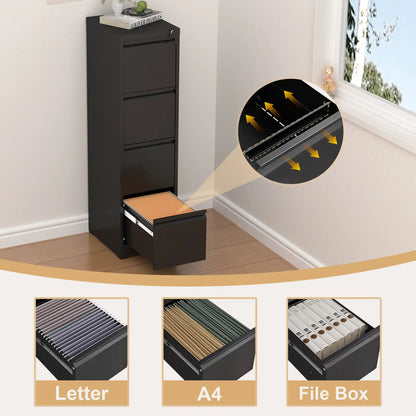 4 Drawer Metal File Cabinet with Lock Details