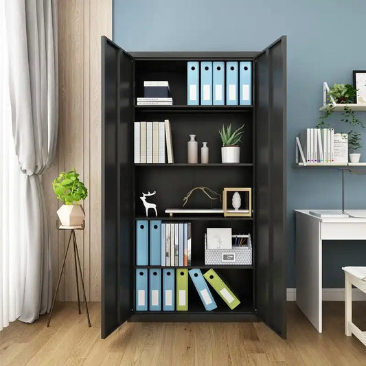 GREATMEET 72" Metal Storage Cabinet 2 Locking Doors Multi-Purpose for Garage, Office
