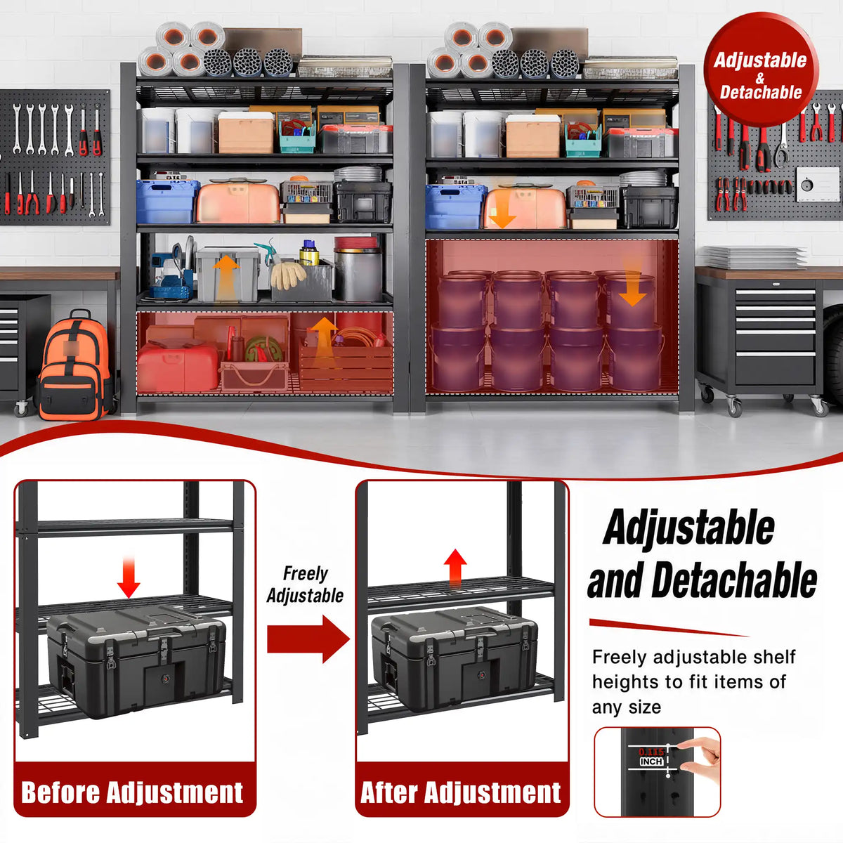 Greatmeet 60" W 5-Tier Heavy Duty Metal Wire Shelving, 3000LBS Capacity Industrial Storage Racks