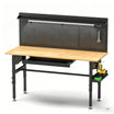 Greatmeet 60" H Adjustable Workbench with Drawers, Height Heavy Duty Solid Wood Top, 2000 LBS Capacity, Power Outlets & LED Light, Rolling Garage Workstation with Pegboard and Leveling Feet