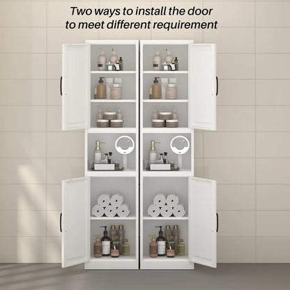 Greatmeet 67" Tall Slim Bathroom Cabinet, Narrow Cupboard Cabinet with Adjustable Shelves, Metal Freestanding Cabinet for Small Spaces, Bathroom, Kitchen, Laundry, Living Room