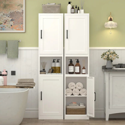 Greatmeet 67" Tall Slim Bathroom Cabinet, Narrow Cupboard Cabinet with Adjustable Shelves, Metal Freestanding Cabinet for Small Spaces, Bathroom, Kitchen, Laundry, Living Room