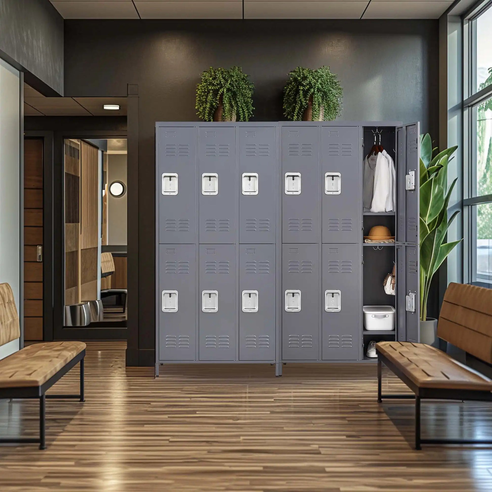 6 Doors Metal Storage Locker Cabinet Home