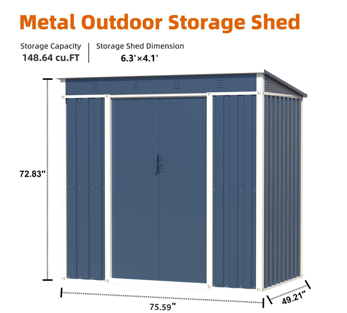 GREATMEET Outdoor Shed Storage, Garden Metal Shed for Yard, Metal Shed with Sliding Door & Lock