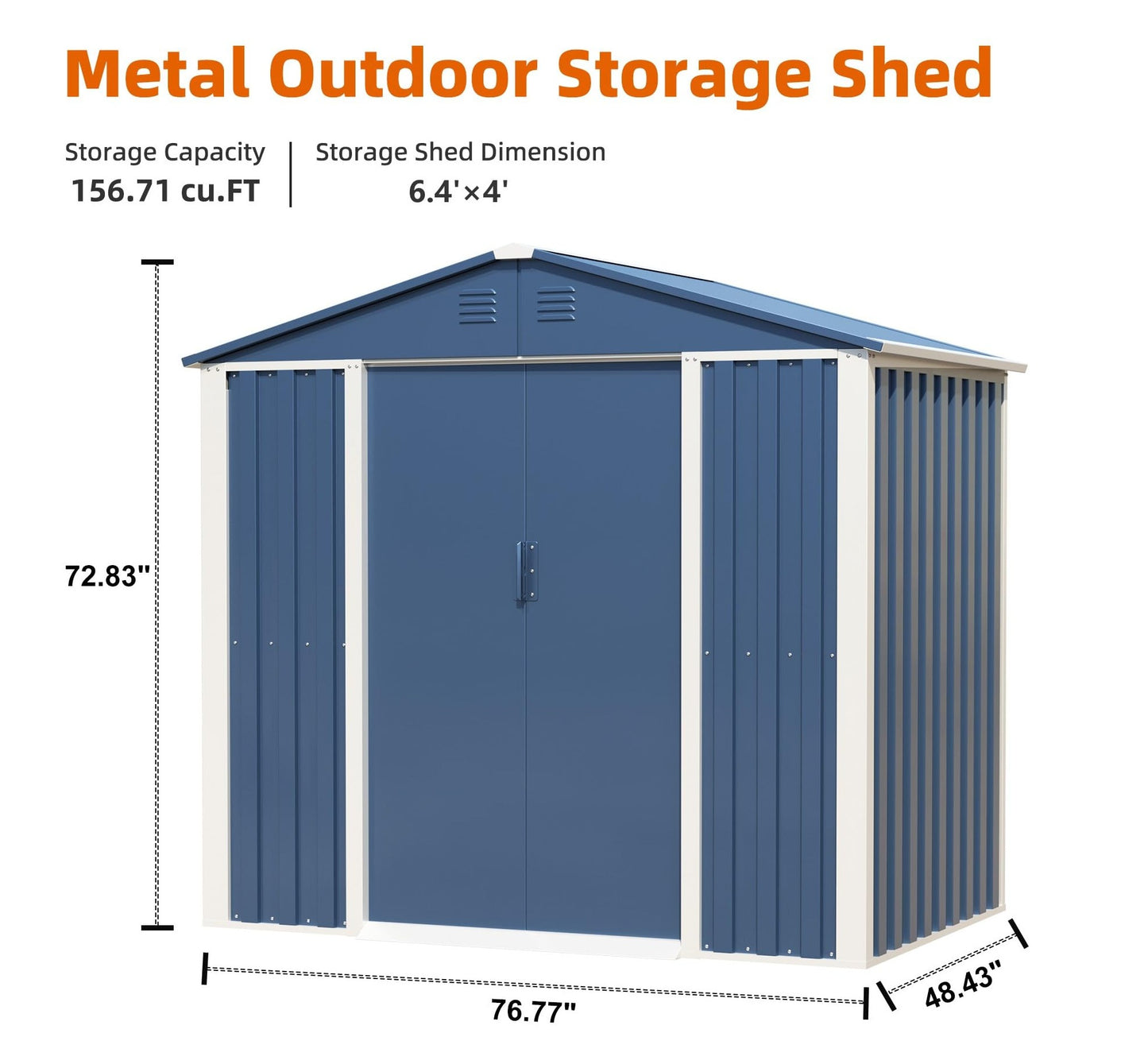 GREATMEET Outdoor Shed Storage, Garden Metal Shed for Yard, Metal Shed with Sliding Door & Lock