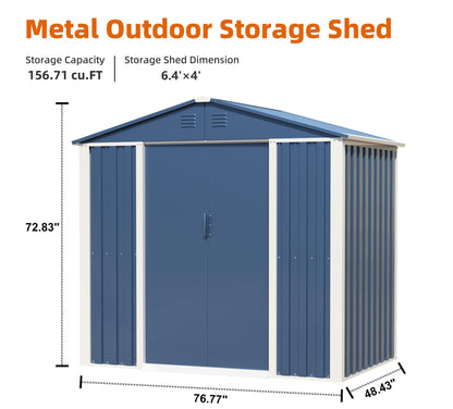 GREATMEET Outdoor Shed Storage, Garden Metal Shed for Yard, Metal Shed with Sliding Door & Lock