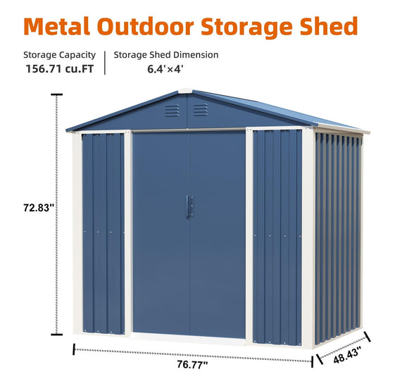 GREATMEET Outdoor Shed Storage, Garden Metal Shed for Yard, Metal Shed with Sliding Door & Lock