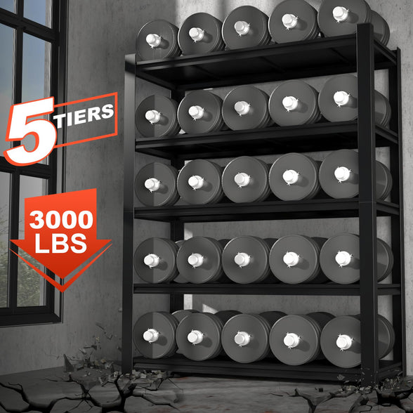 GREATMEET Heavy Duty Garage Storage Shelves, 3000LBS Load Metal Shelving, Storage Rack Shelf for Shed, Garage, Pantry, Basement