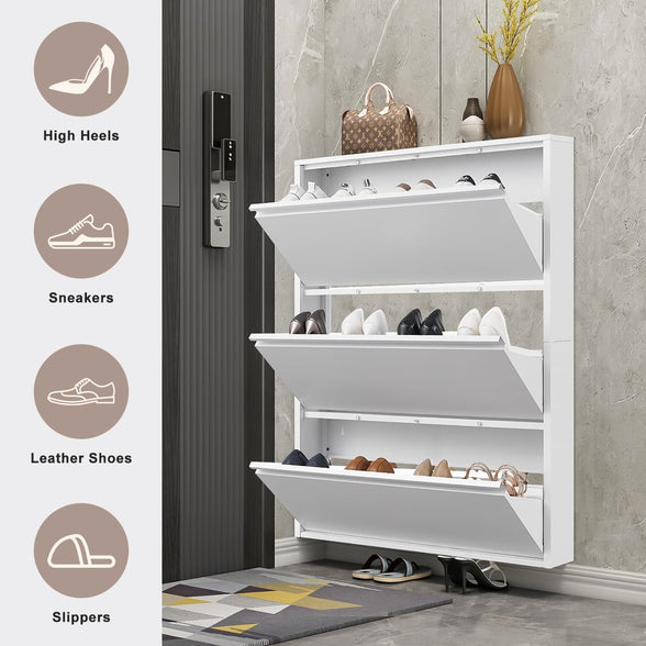 GREATMEET Metal Shoe Storage Cabinet with Flip Drawers Greatmeet