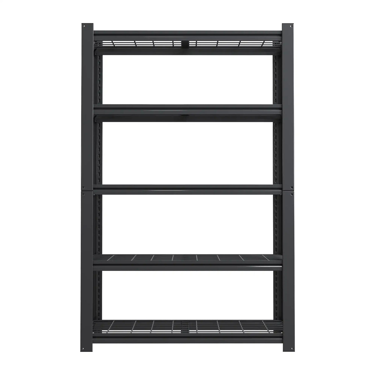 A 72-inch 5-tier heavy-duty steel wire shelving unit providing 2000 lbs capacity for garage storage.