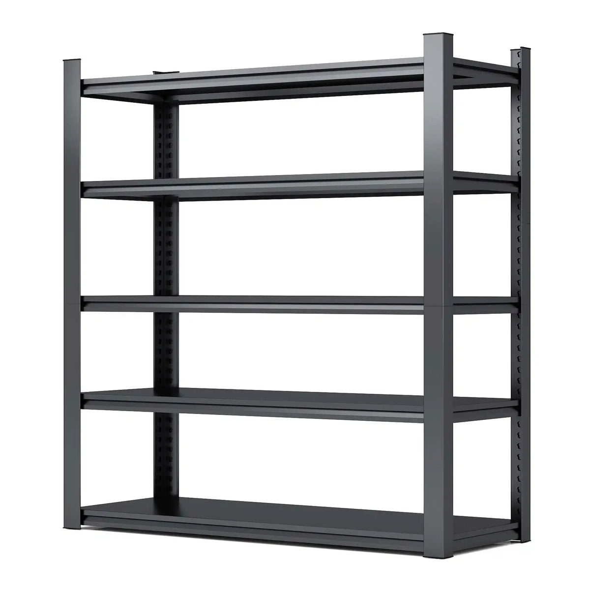 Sturdy 72-inch 5-tier metal storage shelves designed for heavy-duty organization in garages and workshops. #standard