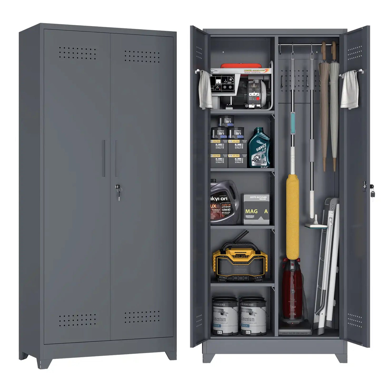 72.8 h metal broom closet 1 #grey #standard