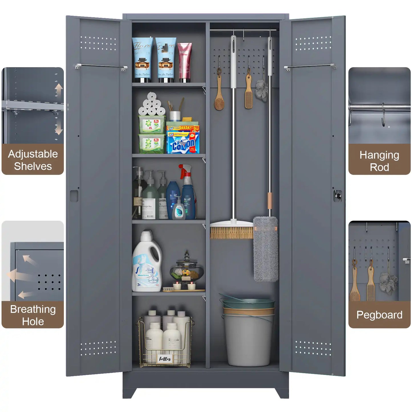 72.8 h metal broom closet 11 #grey #standard