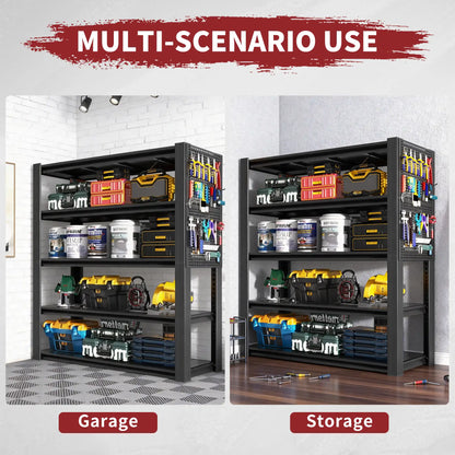 Greatmeet 72" H 5-Tier Adjustable Heavy Duty Shelving Unit with Pegboard, 2000 Lbs Capacity Industrial Storage Rack for Garage, Warehouse, Office, Kitchen, 23.6"D x 47.2"W x 72"H