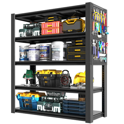 Greatmeet 72" H 5-Tier Adjustable Heavy Duty Shelving Unit with Pegboard, 2000 Lbs Capacity Industrial Storage Rack for Garage, Warehouse, Office, Kitchen, 23.6"D x 47.2"W x 72"H