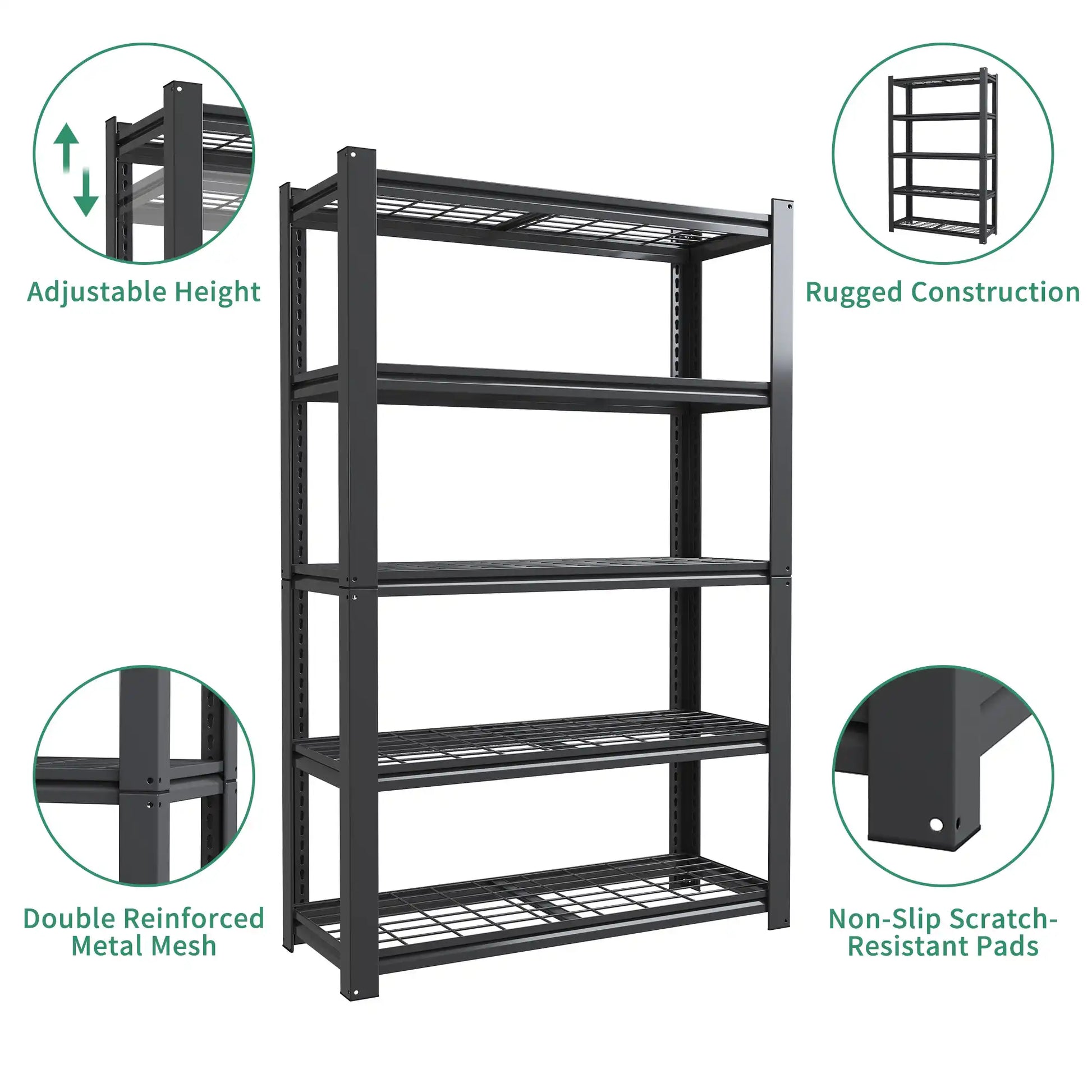 Greatmeet 72" H 5-Tier Heavy Duty Steel Wire Shelving, 2000 LBS Capacity Garage Storage Rack
