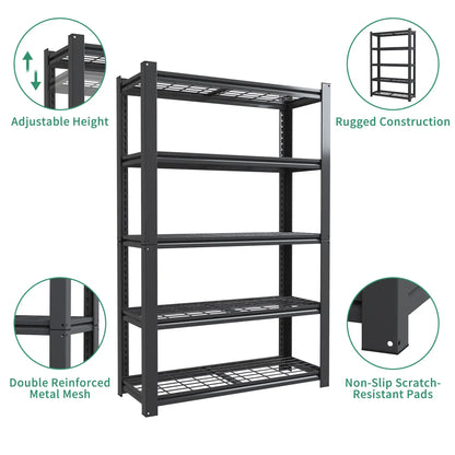 Greatmeet 72" H 5-Tier Heavy Duty Steel Wire Shelving, 2000 LBS Capacity Garage Storage Rack
