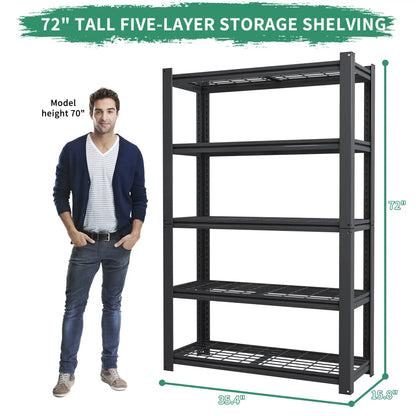 Greatmeet 72" H 5-Tier Heavy Duty Steel Wire Shelving, 2000 LBS Capacity Garage Storage Rack