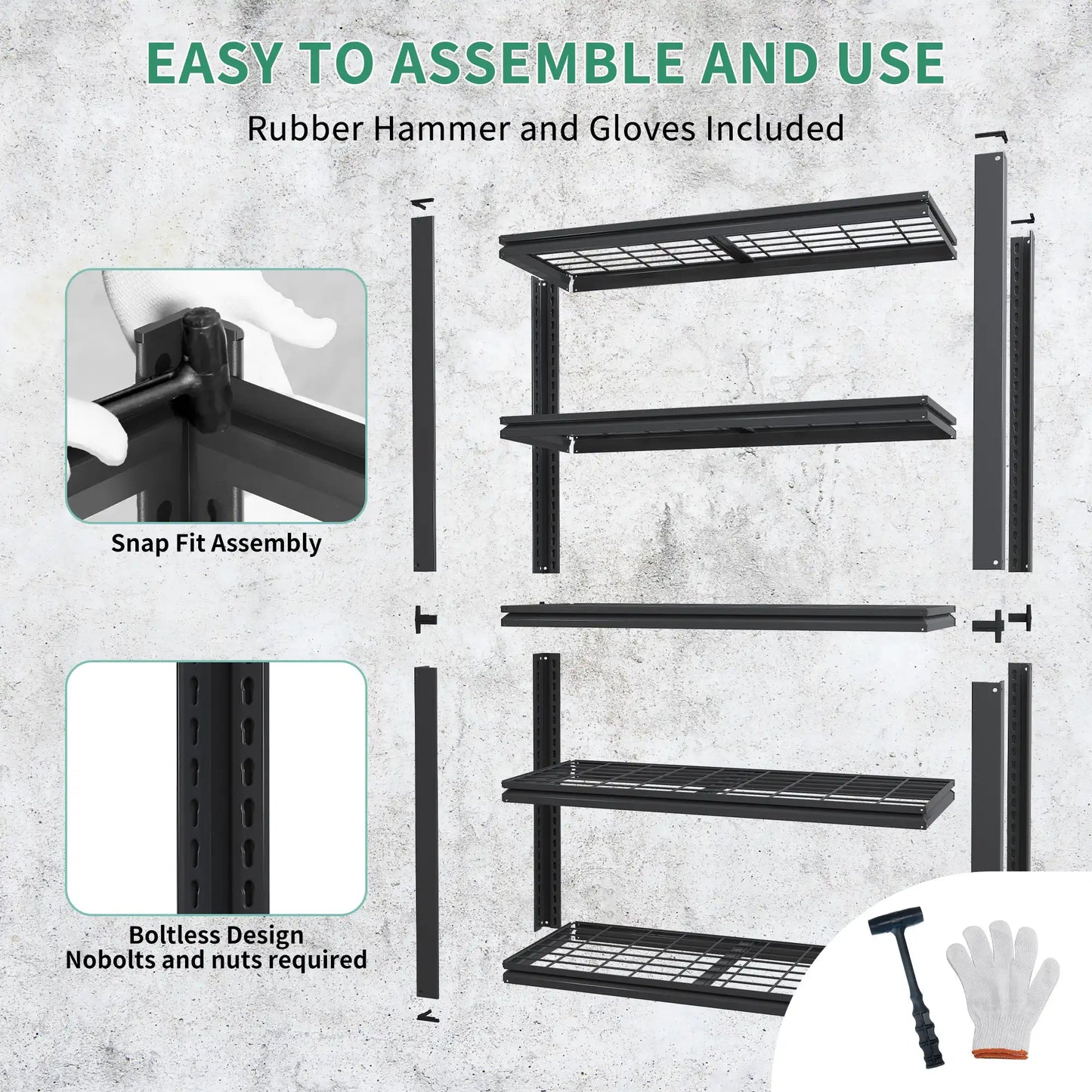 Greatmeet 72" H 5-Tier Heavy Duty Steel Wire Shelving, 2000 LBS Capacity Garage Storage Rack