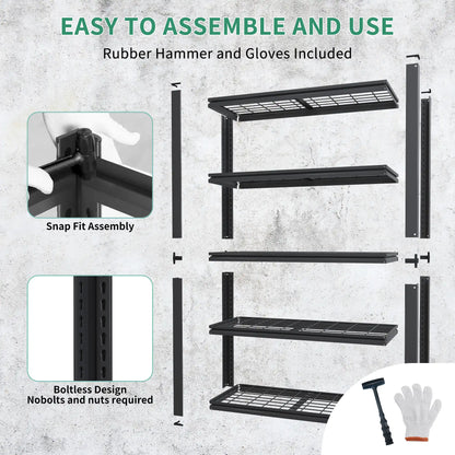 Greatmeet 72" H 5-Tier Heavy Duty Steel Wire Shelving, 2000 LBS Capacity Garage Storage Rack
