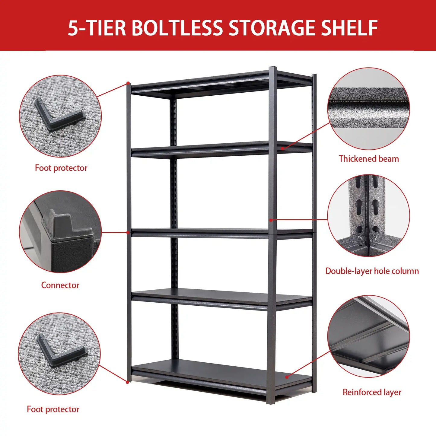 72 H 5 Tier Metal Shelves Detail 1 #standard