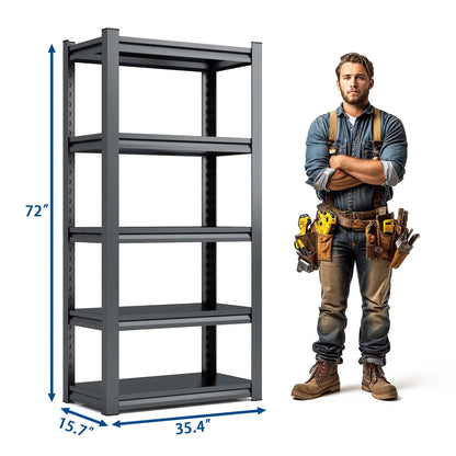 Greatmeet 72" H 5-Tier Heavy Duty Steel Shelving Unit, 2000 LBS Capacity with Adjustable Shelves for Garage Basement