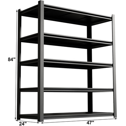 72"H 5 Tier Metal Storage Garage Shelving Size