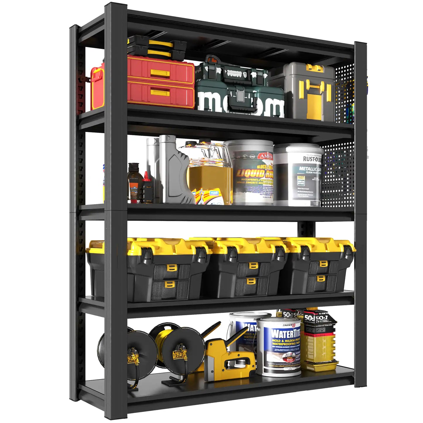 Greatmeet 78" 5-Tier Adjustable Heavy Duty Storage Shelving Unit with Pegboard, Industrial Metal Rack for Garage, Warehouse, Kitchen &Office