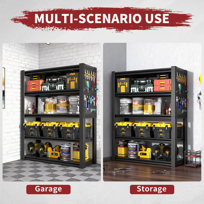 Greatmeet 78" 5-Tier Adjustable Heavy Duty Storage Shelving Unit with Pegboard, Industrial Metal Rack for Garage, Warehouse, Kitchen &Office