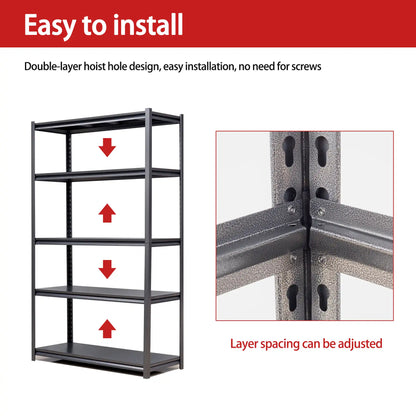 Greatmeet 78" H ×47.5" W Metal Storage Racks for Garage, 2000 LBS Capacity 5 Tier Freestanding Shelves