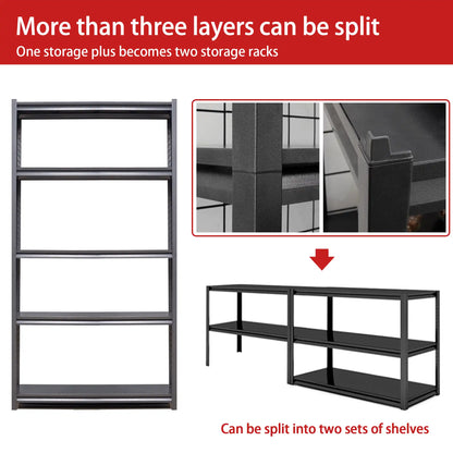 Greatmeet 78" H ×47.5" W Metal Storage Racks for Garage, 2000 LBS Capacity 5 Tier Freestanding Shelves