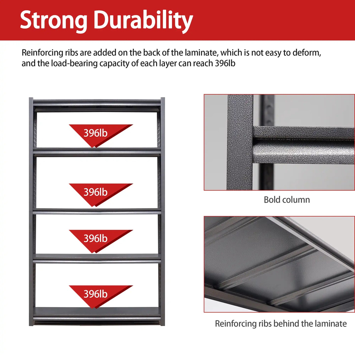 Greatmeet 78" H ×47.5" W Metal Storage Racks for Garage, 2000 LBS Capacity 5 Tier Freestanding Shelves