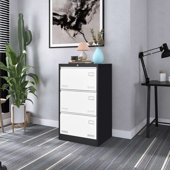 GREATMEET 2 Drawer Lateral File Cabinet,Metal Filing Cabinet with Lock,Locking Storage File Cabinet for Hanging Files,Office Lateral File Cabinets for Letter/Legal/F4/A4 Size,Black-2Drawer