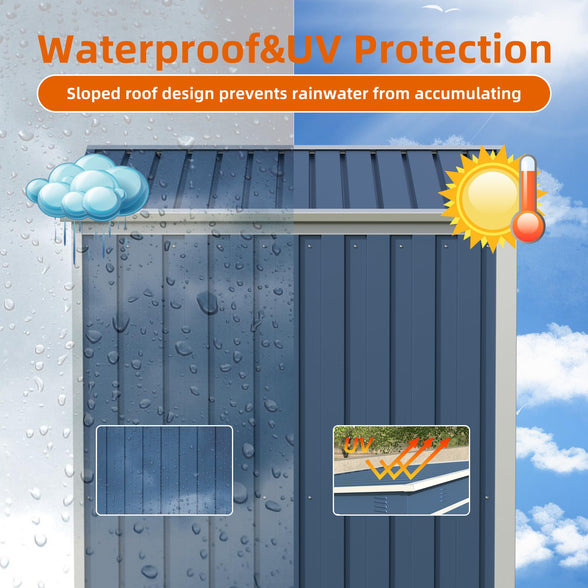 GREATMEET Outdoor Shed Storage, Garden Metal Shed for Yard, Metal Shed with Sliding Door & Lock