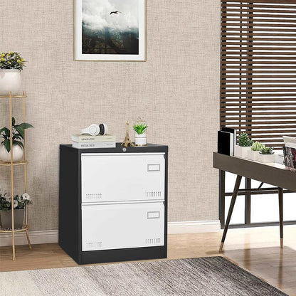 GREATMEET 2 Drawer Lateral File Cabinet,Metal Filing Cabinet with Lock,Locking Storage File Cabinet for Hanging Files,Office Lateral File Cabinets for Letter/Legal/F4/A4 Size,Black-2Drawer