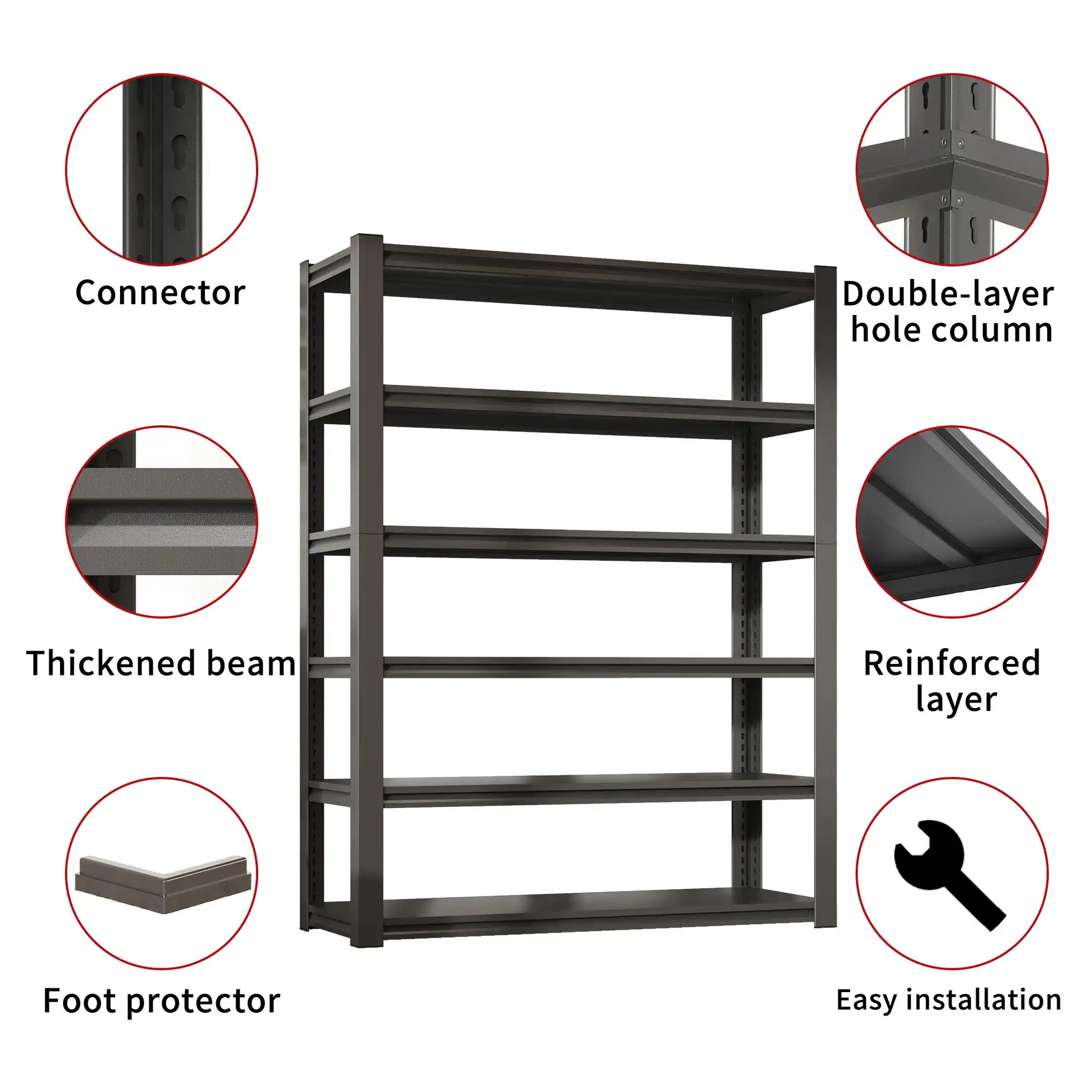 Greatmeet 82" H 6-Tier Heavy Duty Metal Industrial Storage Rack for Garage, 2400 LBS Capacity