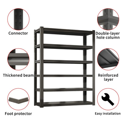 Greatmeet 82" H 6-Tier Heavy Duty Metal Industrial Storage Rack for Garage, 2400 LBS Capacity