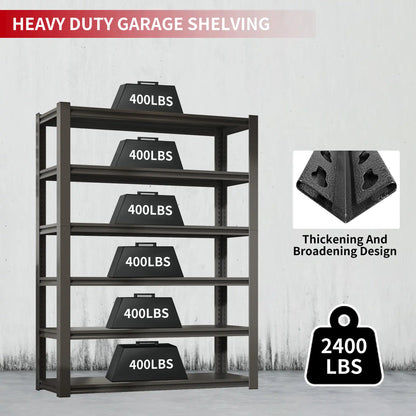 Greatmeet 82" H 6-Tier Heavy Duty Metal Industrial Storage Rack for Garage, 2400 LBS Capacity