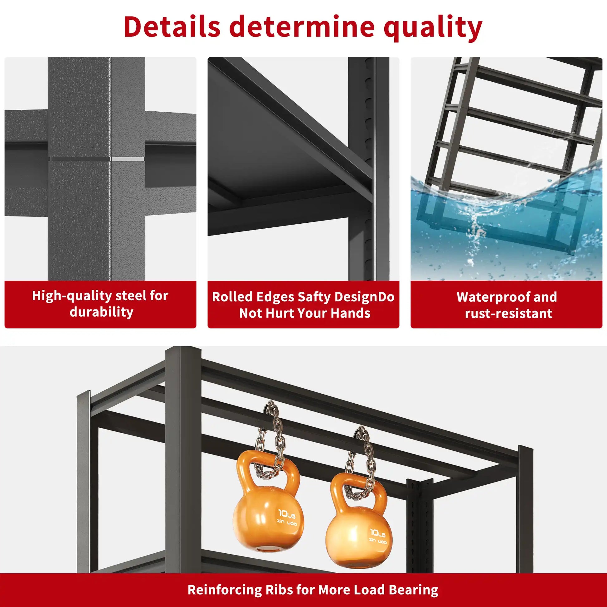 Greatmeet 82" H 6-Tier Heavy Duty Metal Industrial Storage Rack for Garage, 2400 LBS Capacity