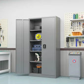 GREATMEET Metal Storage Cabinet with 2 Door and 4 Adjustable Shelves, for Home, School, Office