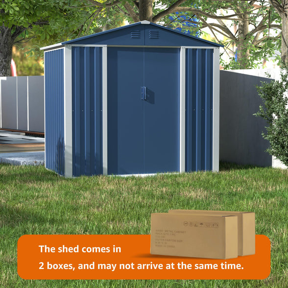 GREATMEET Outdoor Shed Storage, Garden Metal Shed for Yard, Metal Shed with Sliding Door & Lock