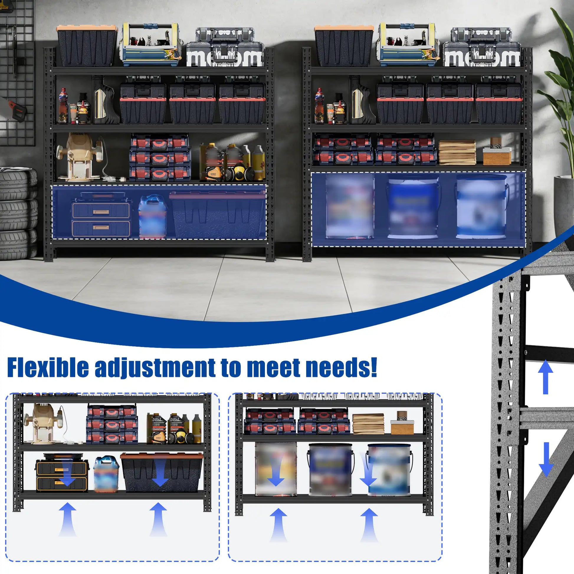 Greatmeet 67" W 4-Tier Heavy Duty Metal Storage Racks for Garage, 5000 LBS Capacity