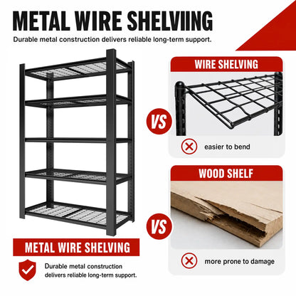 Greatmeet 72" H Adjustable Metal Racking, 3000 LBS Capacity 5-Tier Wire Shelving for Garage & Warehouse