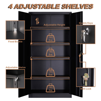 Black Metal Storage Cabinet shelves
