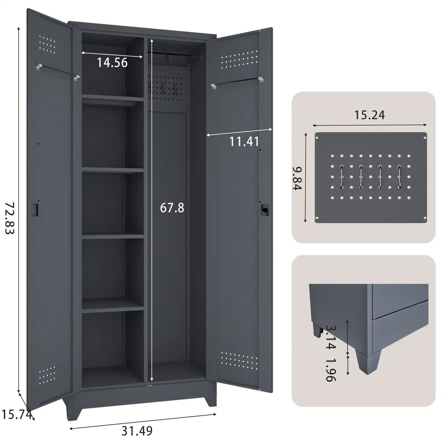 Broom Closet Storage Cabinet 1 #grey #standard