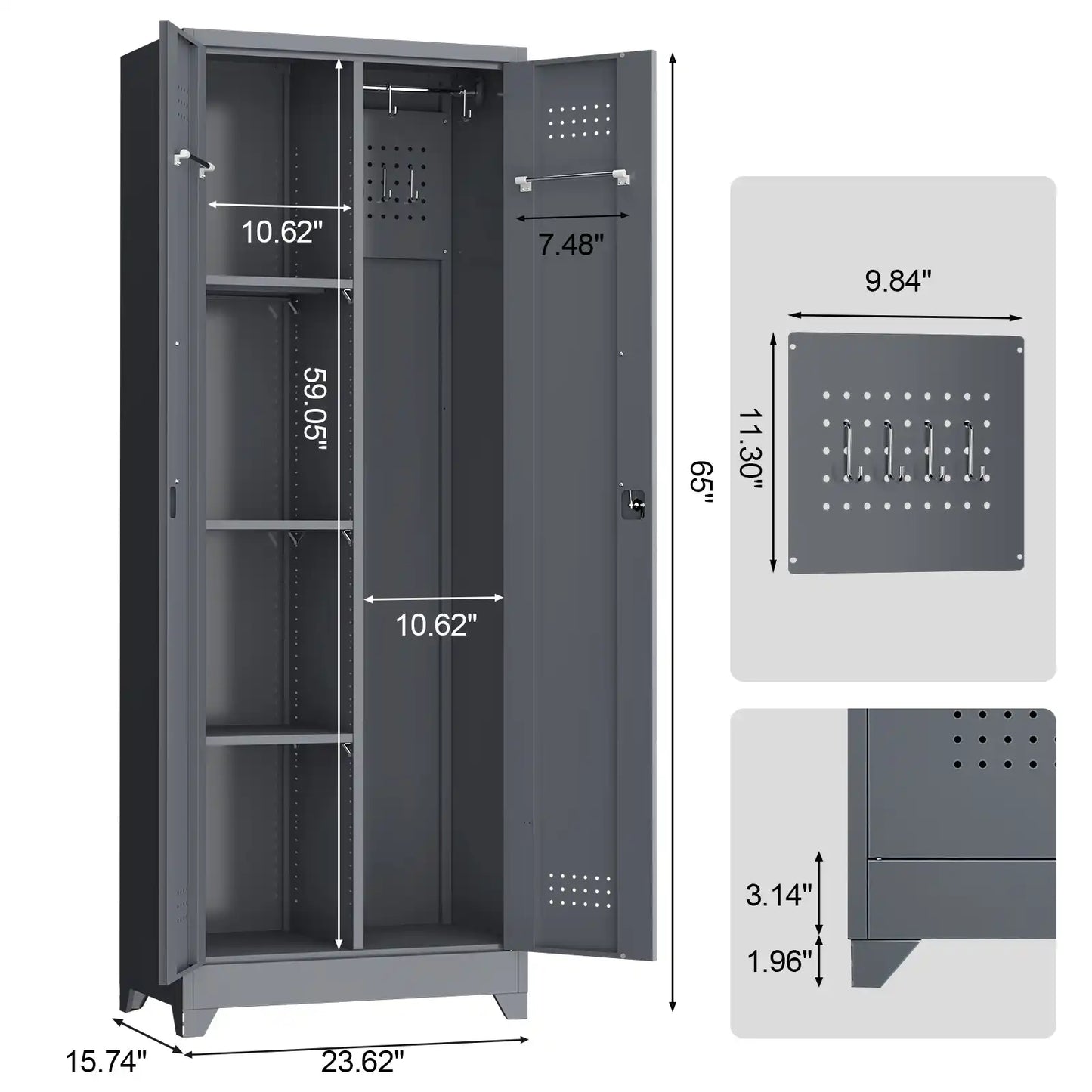 Broom Closet Storage Cabinet 3 #grey #compact
