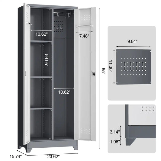 Broom Closet Storage Cabinet 4 #grey&white #compact