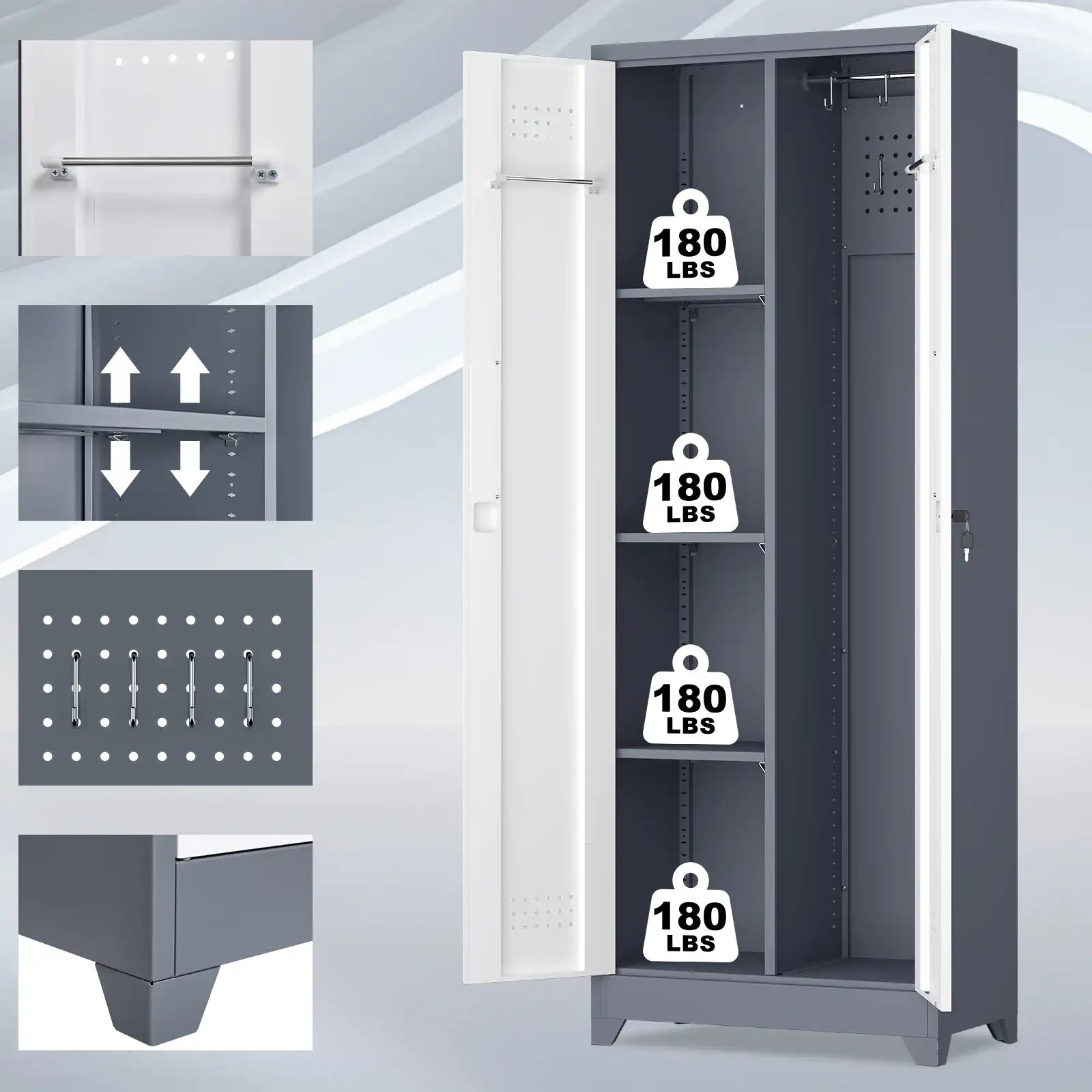 Broom Closet Storage Cabinet with Locking Doors 1